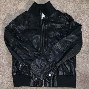 Zip up leather jacket